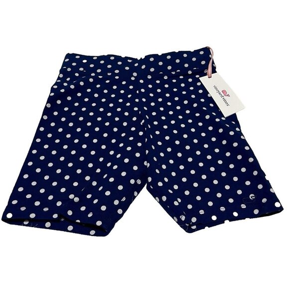 NWT Vineyard Vines Girls' Everyday Bike Shorts Navy White Polka Dot Medium 10-12 - Picture 1 of 9